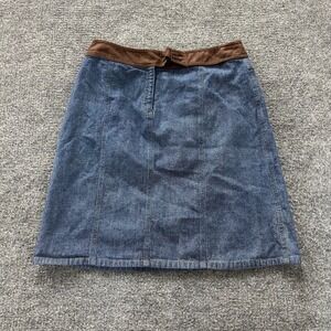 Jones Wear Skirt Womens Size 14 Blue Denim Faux Suede Waist A-Line Casual